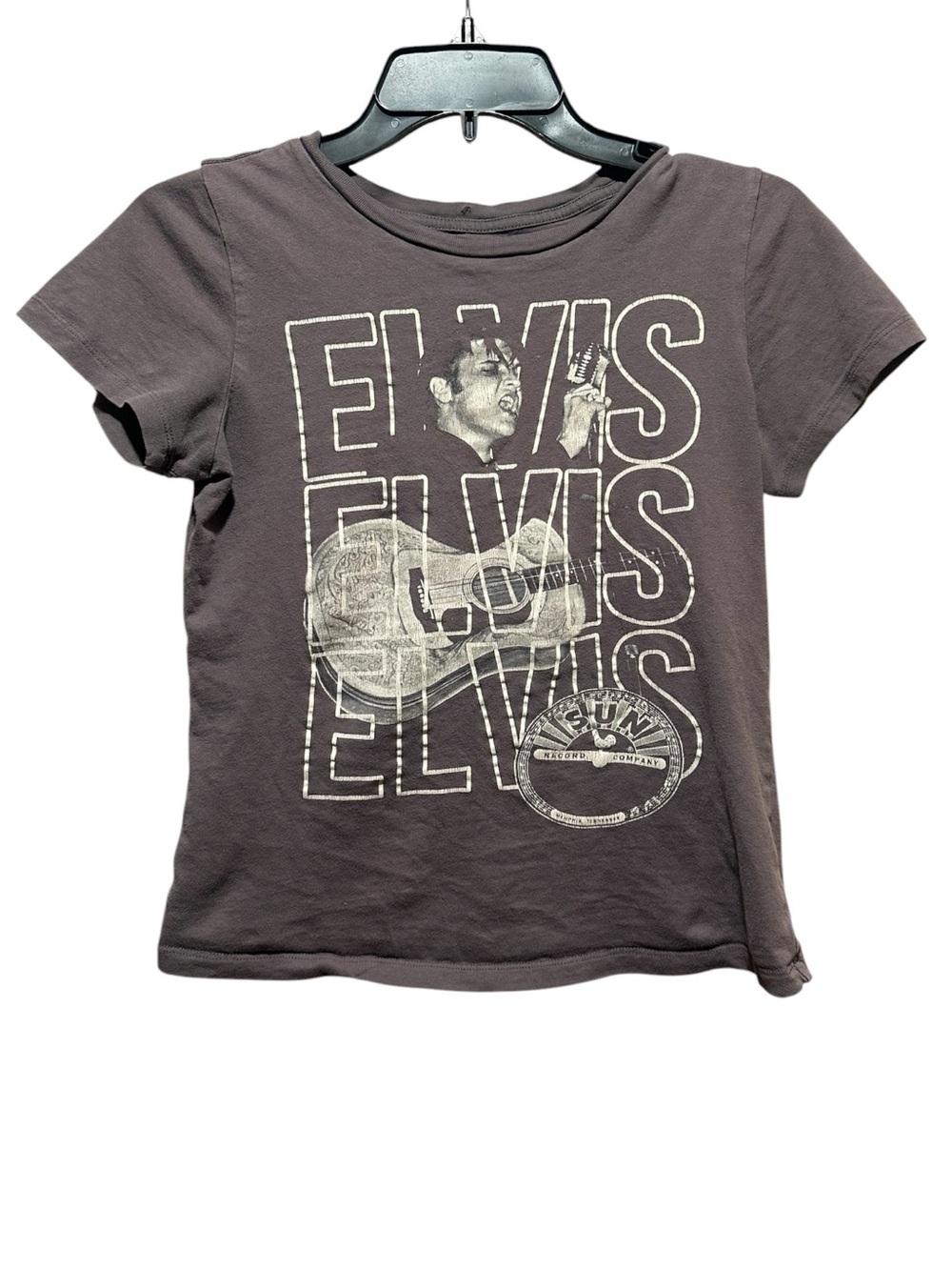 Elvis Presley Graphic Band Babydoll T-Shirt in Charcoal Size S